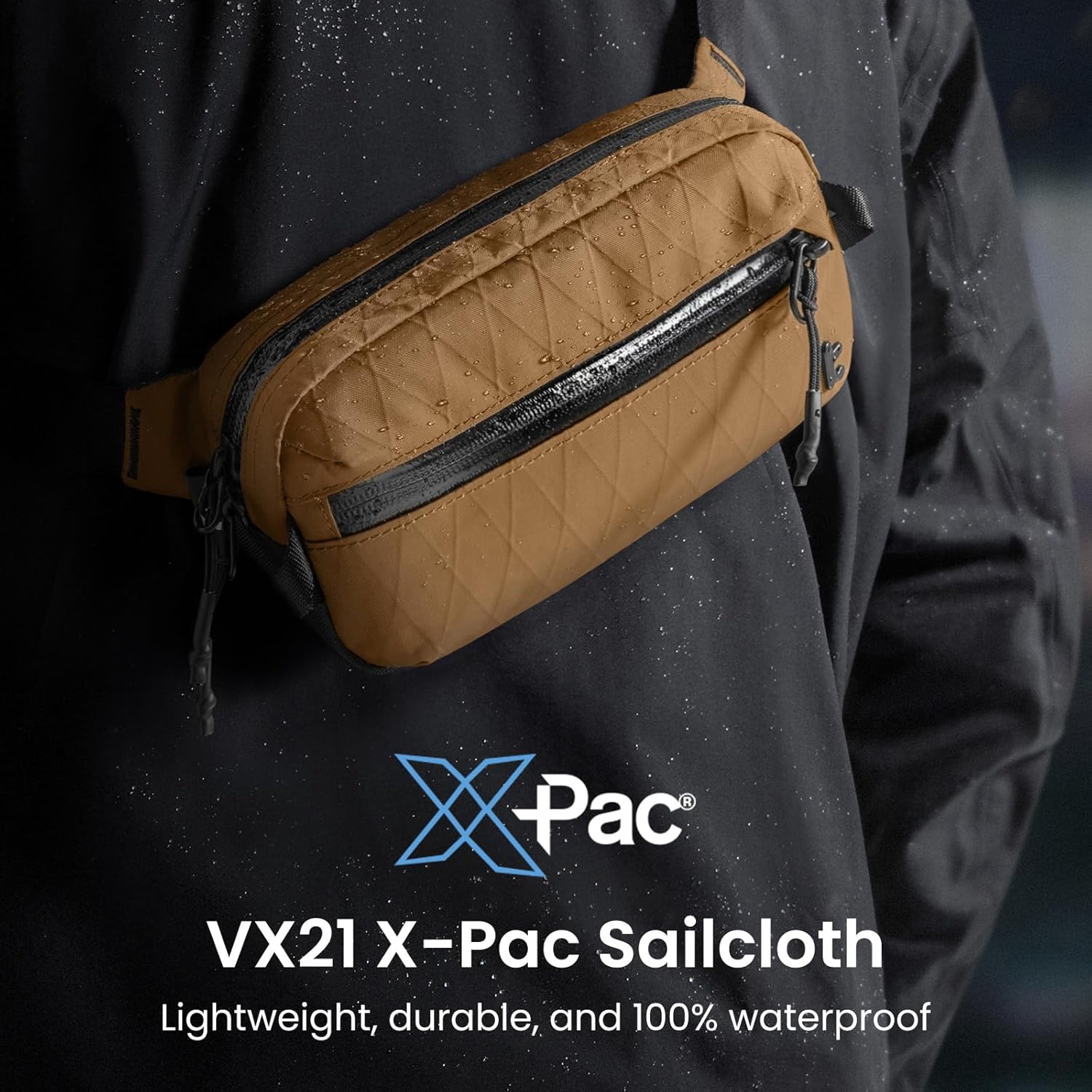 tomtoc 1,5 l crossbody väska med RFID-skydd, liten unisex axelremsväska, sling bag, lätt, vattentät sling bag, för utomhusresor, svart