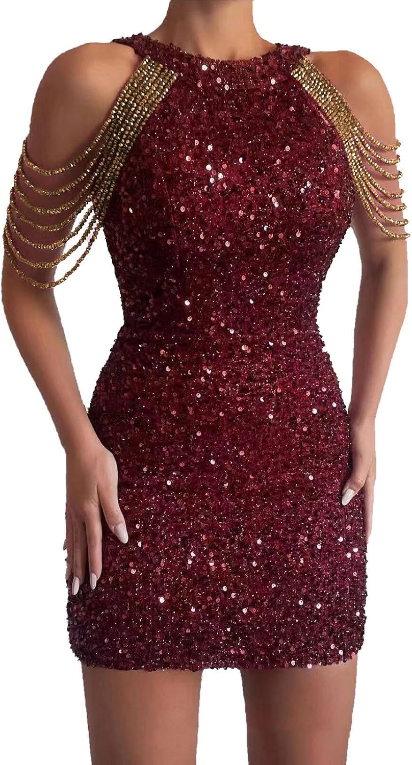 Festklänningar för kvinnor, kvinnor, kvinnor, sammet, paljett, cocktailklänning, glittrande bröllop, gästfest, kväll, långärmad, bodycon-klänningar
