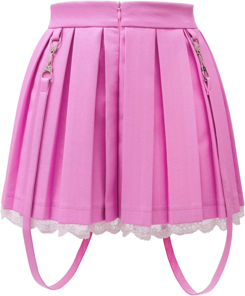 LittleForBig Damer A-linje veckad PU konstläder Flared Casual spets Mini kjol - Troublemaker