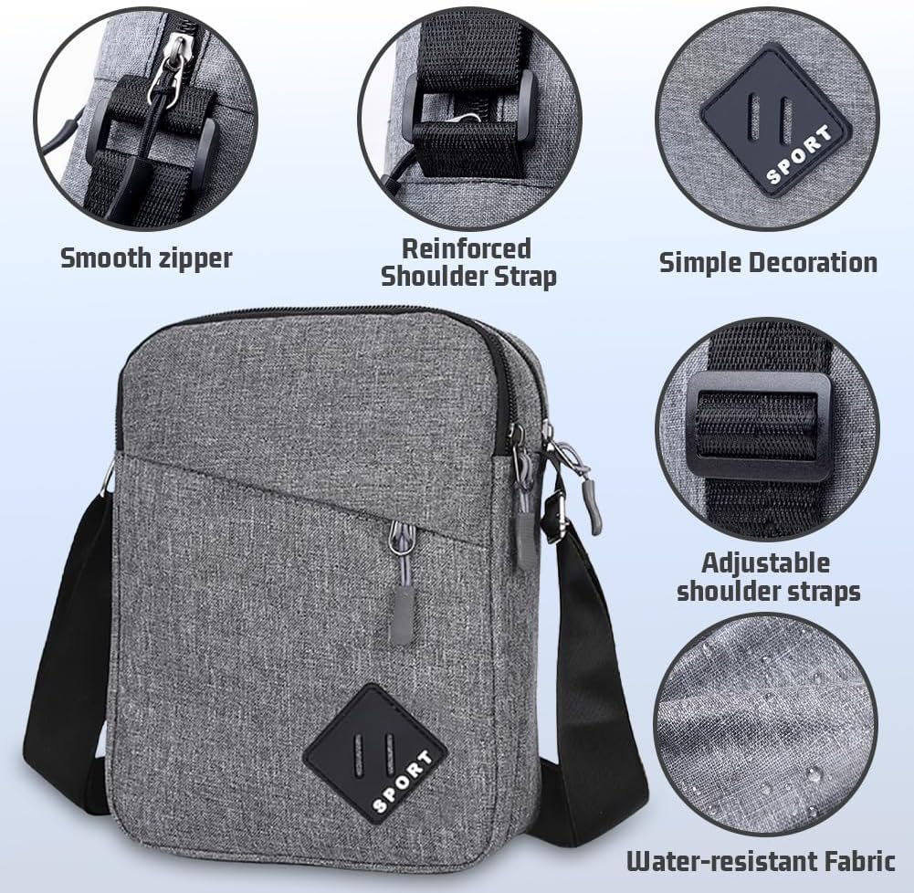 Aucuu Axelväska för män, Oxford Crossbody väska, vattentät liten sidoväska för män, ledig handväska, messengerväska med dragkedja och justerbar rem, lätt bröstväska för daglig användning, arbete