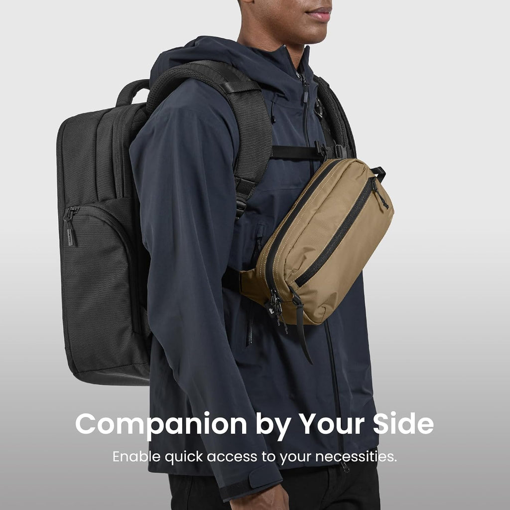 tomtoc 1,5 l crossbody väska med RFID-skydd, liten unisex axelremsväska, sling bag, lätt, vattentät sling bag, för utomhusresor, svart