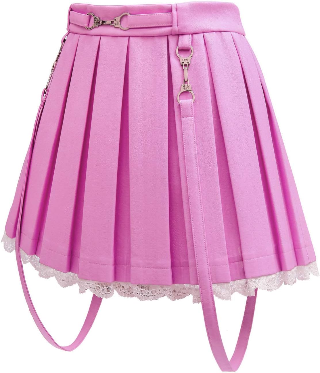 LittleForBig Damer A-linje veckad PU konstläder Flared Casual spets Mini kjol - Troublemaker