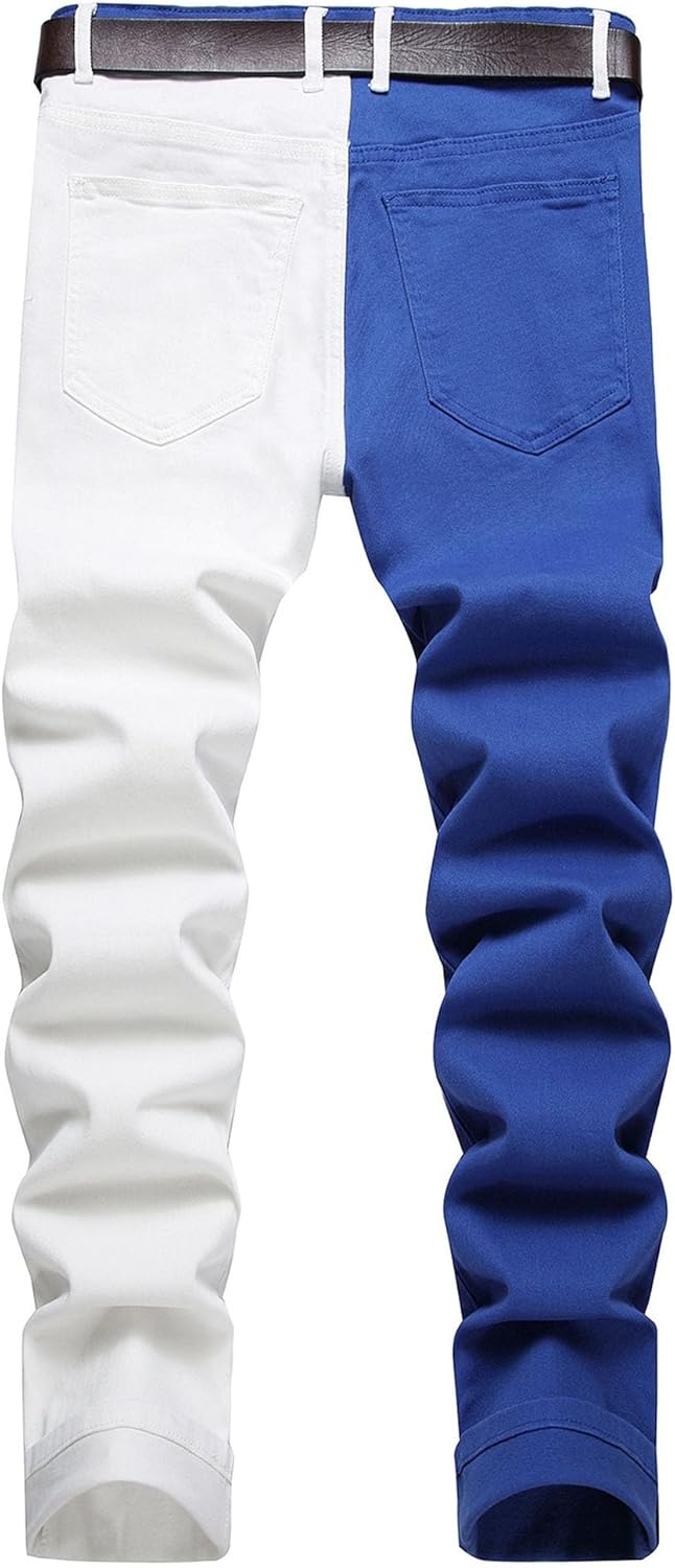 Smala jeans män vintage kontrastfärg smal normal denimbyxa