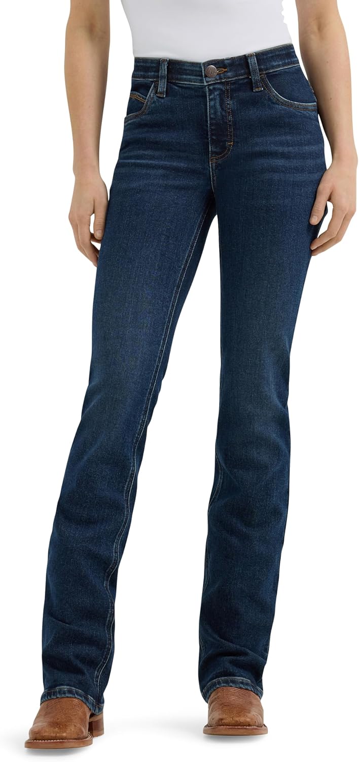 Wrangler dam Jeans Women's Willow Mid Rise Performance Waist Boot Cut Ultimate Riding Jean