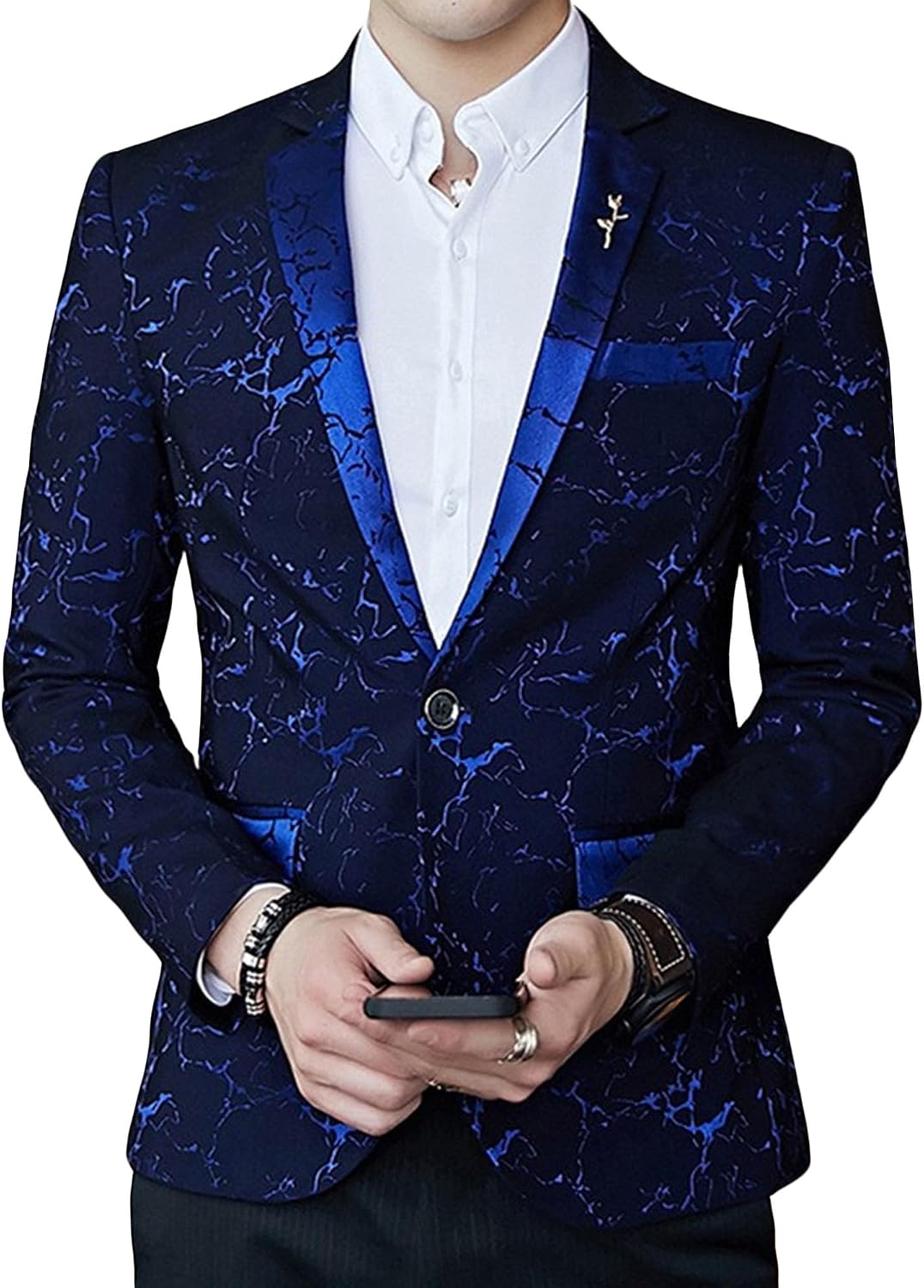 Herrtryck formell klänning kostym jacka blommig jacquard tux blazer middag fest bal bröllop kostym jacka