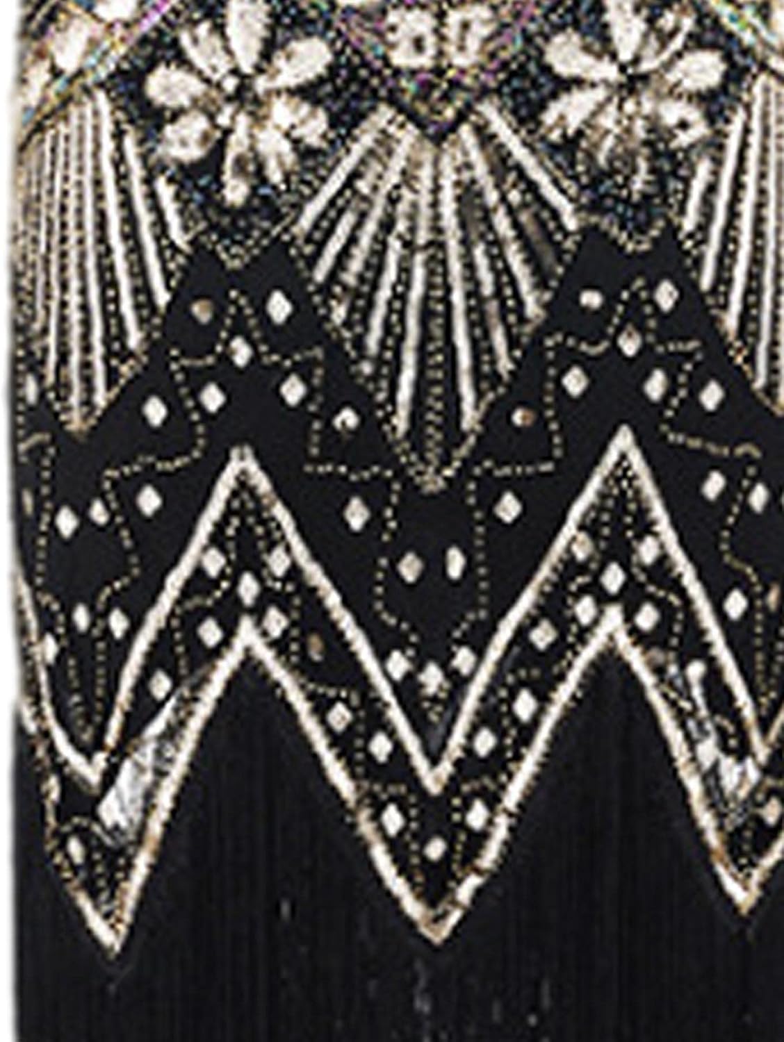 Hahaemma 1920-tals-vintageklänning, flapper-/charleston-klänning, Great Gatsby, med paljetter, tofsar och fåll, som examensbalklänning, aftonklänning, cocktailklänning eller kostymklänning