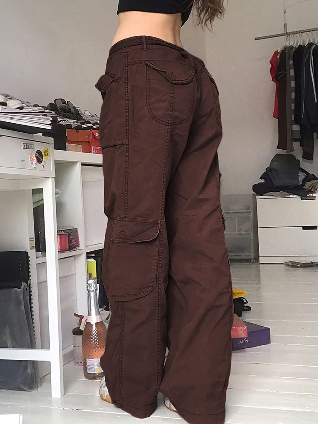Kvinnor Y2k-jeans, gothstil, byxor i punkig emostil, säckiga, utsvängda jeans, breda ben, Harajuku grunge-byxor, hiphop-kläder