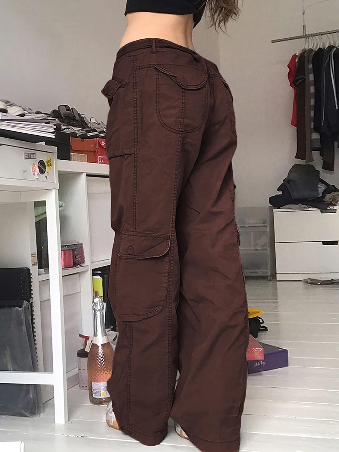 Kvinnor Y2k-jeans, gothstil, byxor i punkig emostil, säckiga, utsvängda jeans, breda ben, Harajuku grunge-byxor, hiphop-kläder