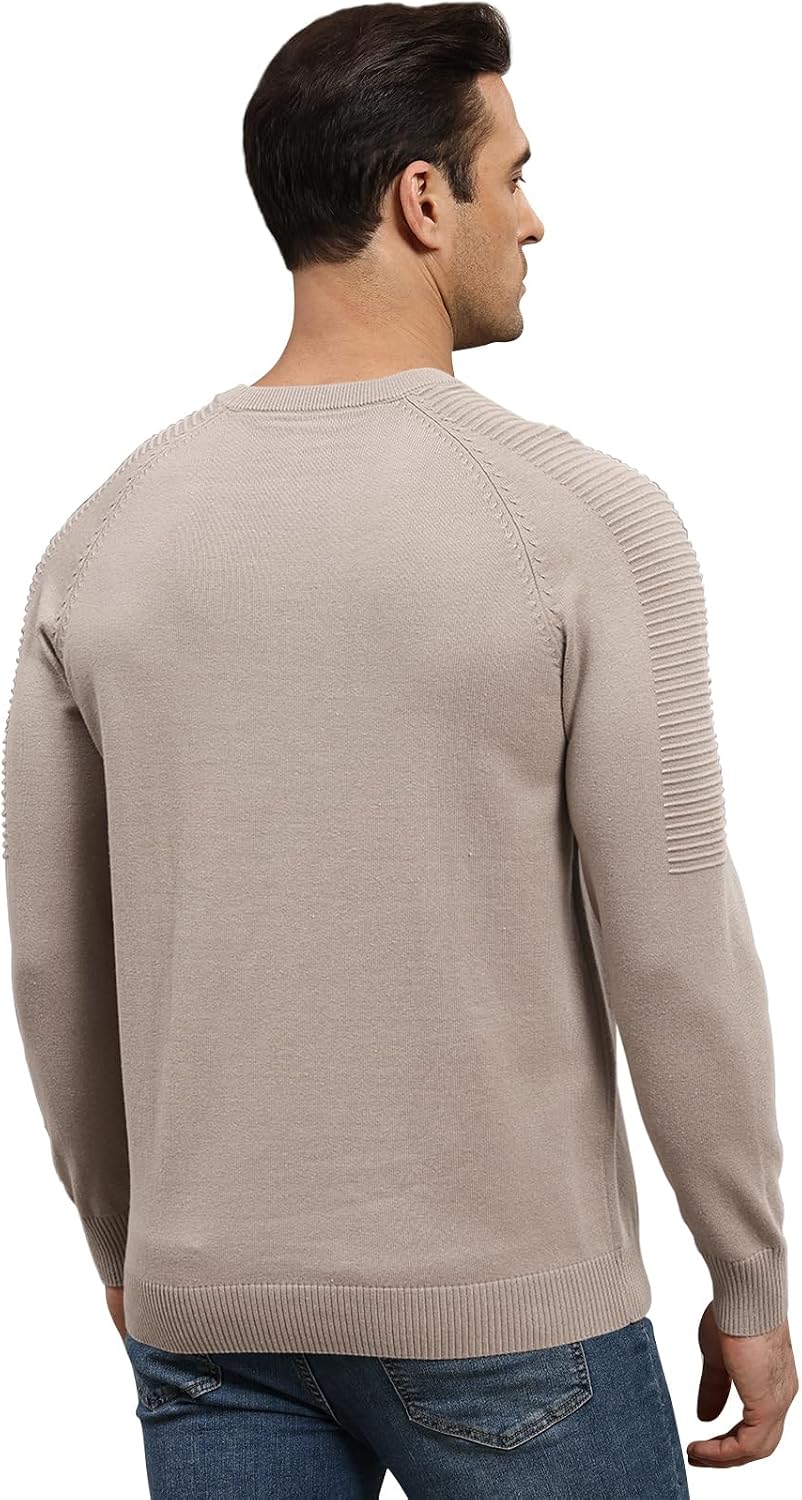 herr rund hals raglan långärmad jumper enfärgad termisk stickad pullover axel ribbning detalj 100 % bomull klassiska stickade kläder höst vinter