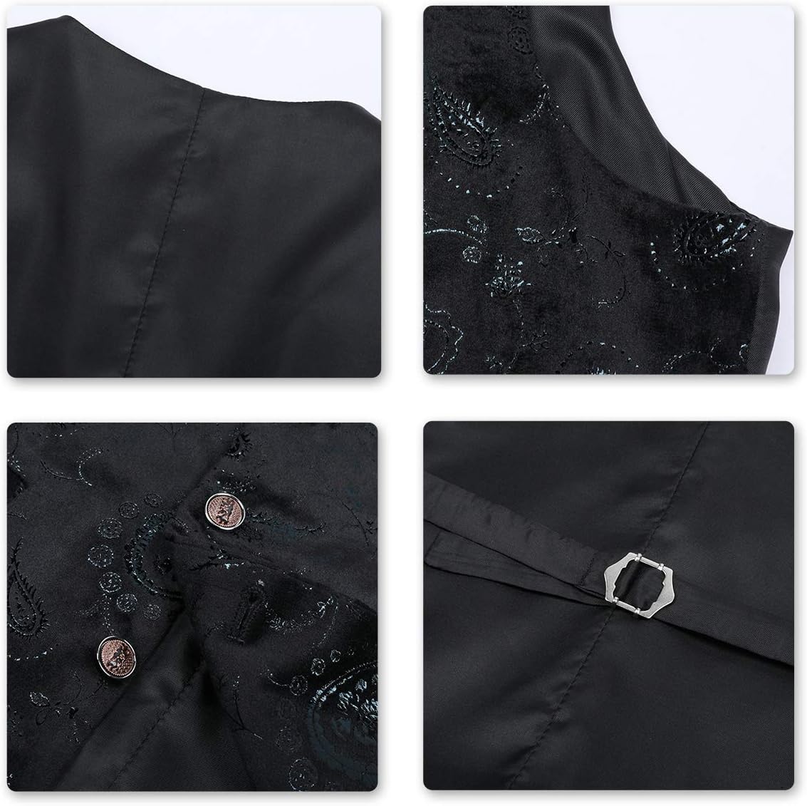 Paisley jacquard-kostym, väst för män, enkel knäppt väst, stilig, smal passform, med knäppning, bal, formell kostym