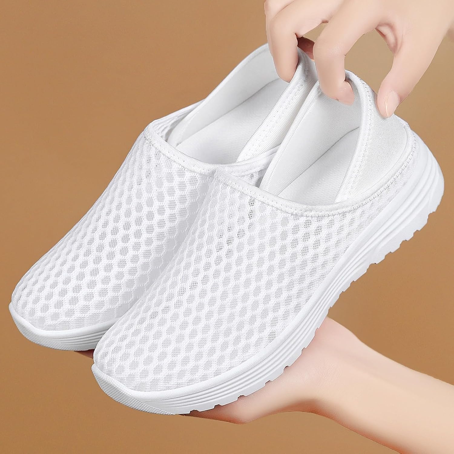 Legere bekväm snörfri herrsneakers, ventilerande herrsneakers, mjuk stickad topp, ortopediska slip-on skor, halkfria mjuka innersulor för fitness löpning promenader