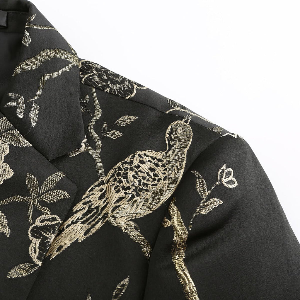 YOUTHUP Broderi blazer för män smal passform blommig kostym jacka snygg blommig smoking jackor