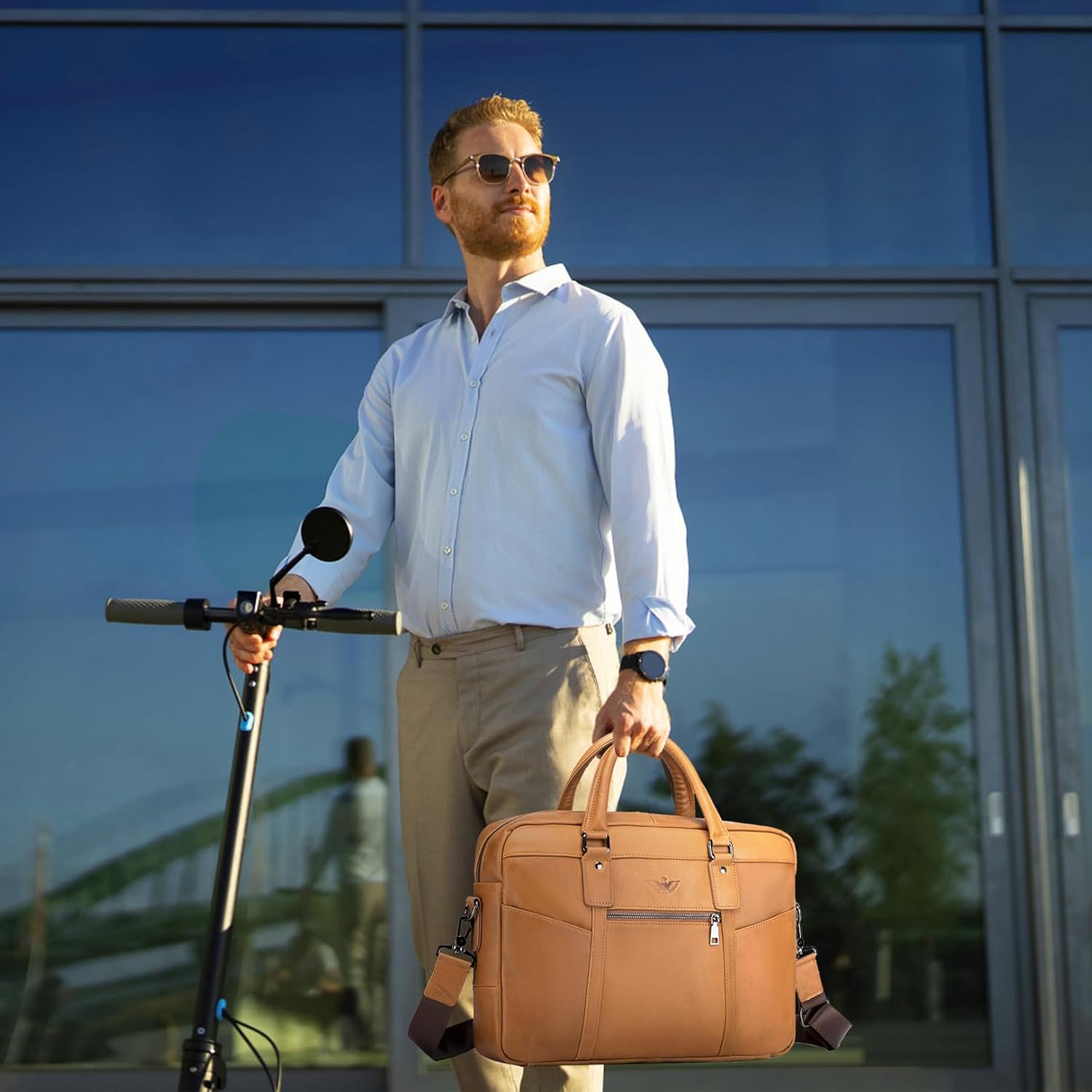BAGZY Laptopväska för män läder 15,6 tum bärbar dator portfölj laptopfodral gåvor för män laptop messenger axelväska för PC laptop business handväska dokumentväska för kontor affärer college
