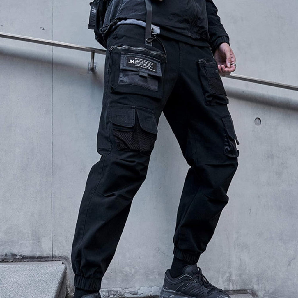 XYXIONGMAO Multi-Pocket lösa overaller vardagliga funktionella byxor cargo joggingbyxor techwear harem hip hop byxor för män