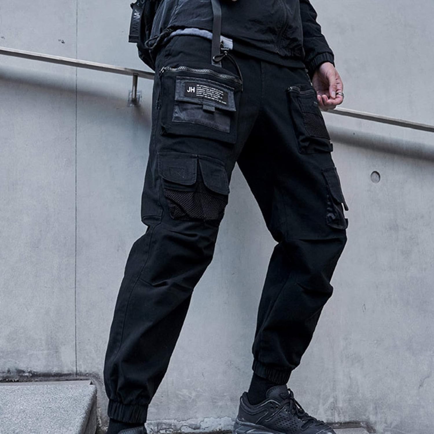 XYXIONGMAO Multi-Pocket lösa overaller vardagliga funktionella byxor cargo joggingbyxor techwear harem hip hop byxor för män