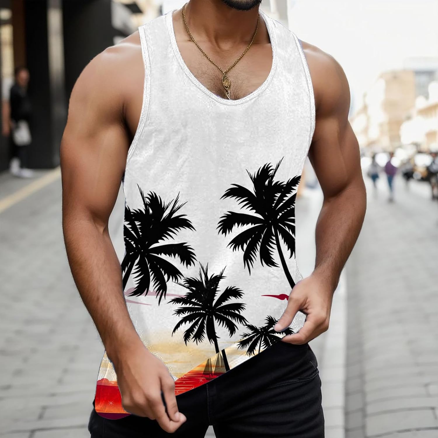 Herrlinne sport t-shirt andningsbar herr baggy ärmlös T-shirt sommar casual skjorta strand väst toppar gym linne för stretch styrketräning linne