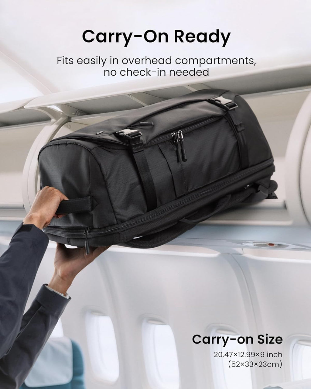 tomtoc 40L Reseryggsäck, TSA-vänlig handbagage-ryggsäck Reseryggsäck för 15,6-17 tums bärbar dator, flyggodkänd ombordstigning Vattenavvisande kabinryggsäck för resor Weekender Trip