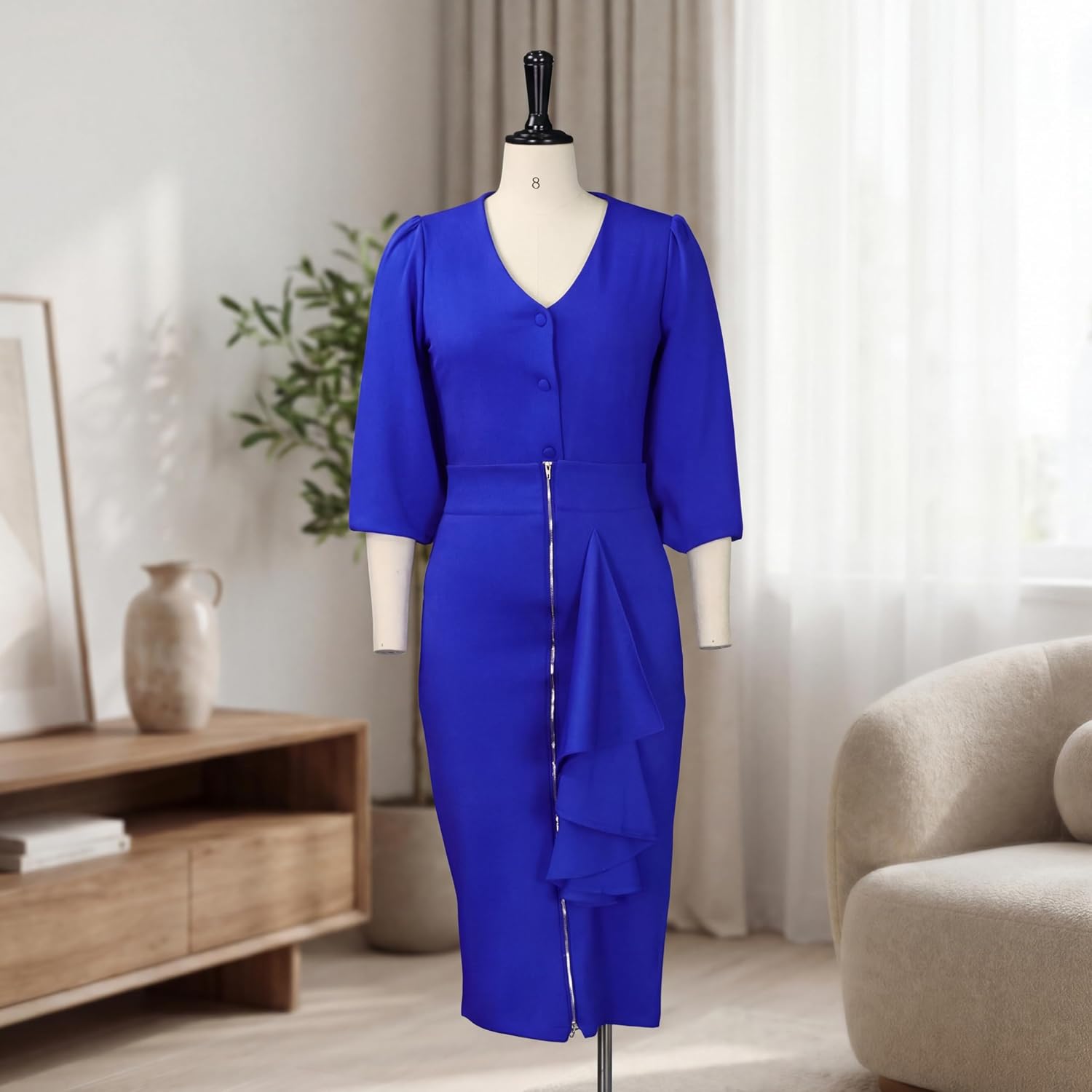 Elegant plus size tvådelat set vårklänningar för kvinnor alternativ med v-ringad långärmad topp bodycon midi