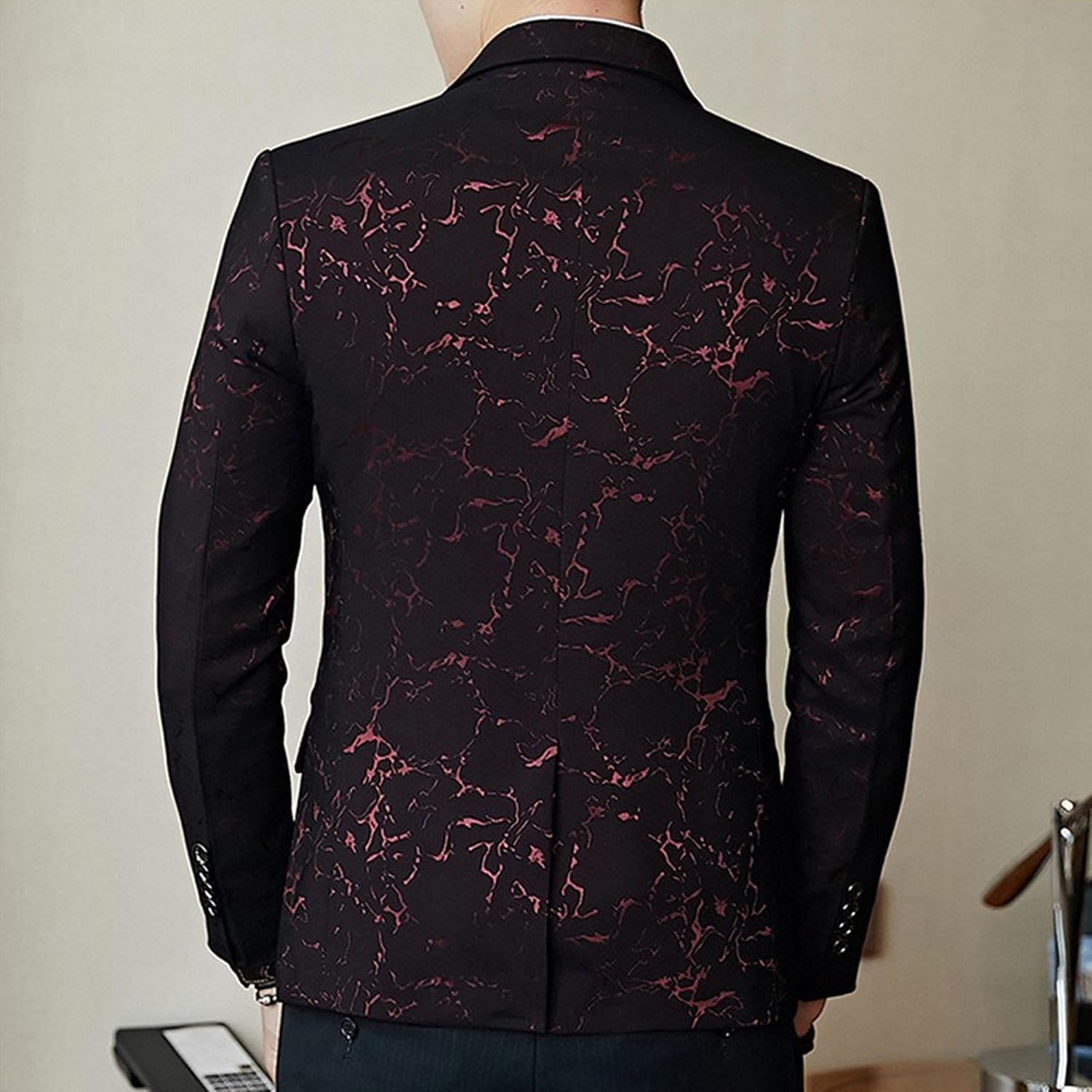 Herrtryck formell klänning kostym jacka blommig jacquard tux blazer middag fest bal bröllop kostym jacka