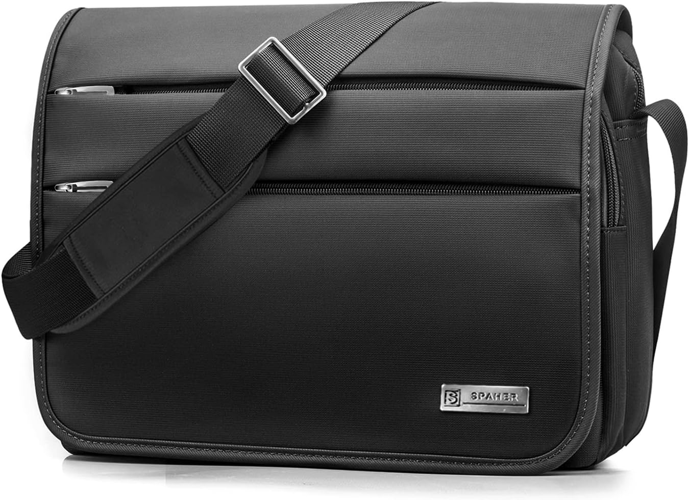 SPAHER Män Axelväska Portfölj Laptop Work Messenger Företag Vattentät Resväska för bärbar MacBook Air Bärbar dator 14 tum Svart