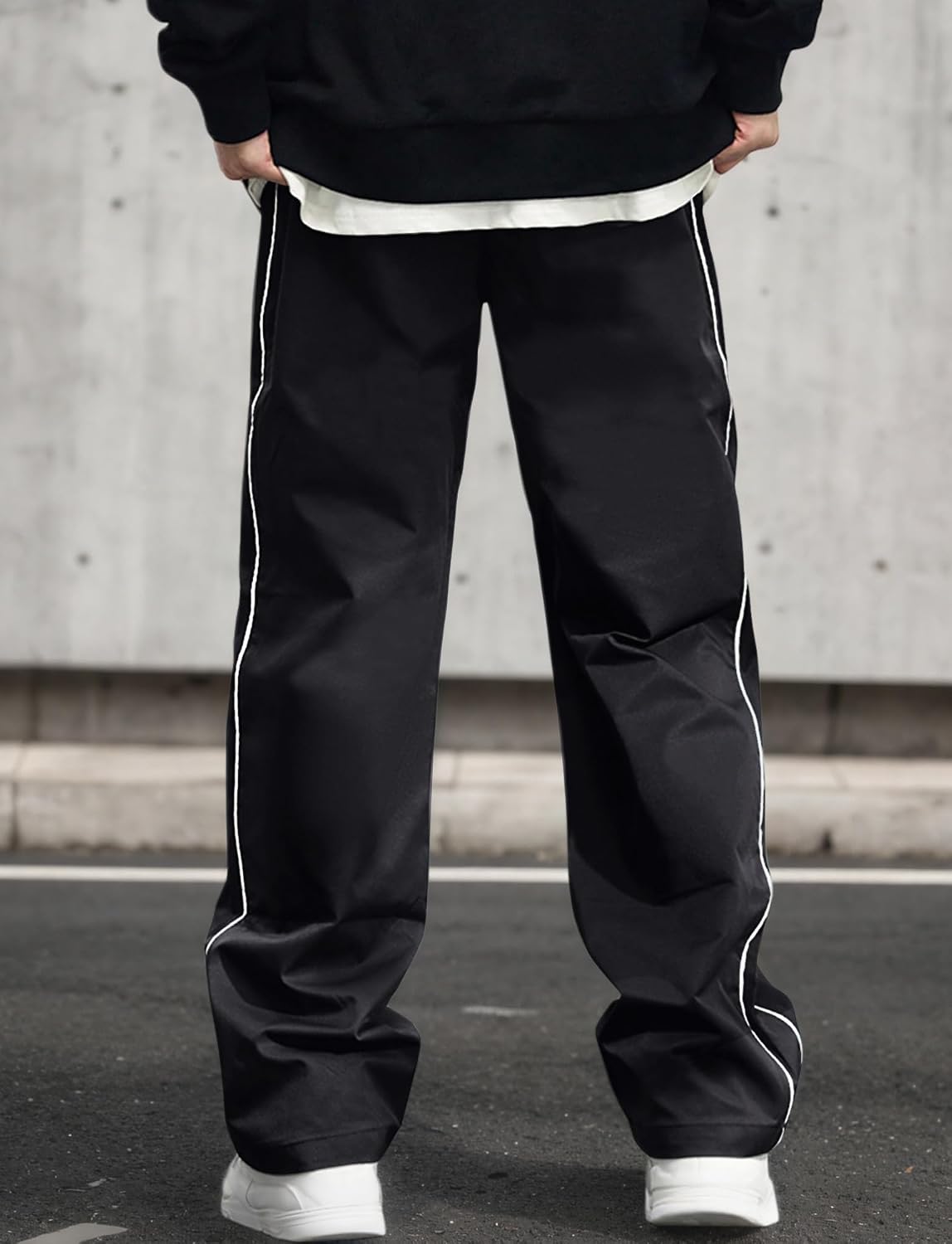 AIEOE herr, säckig joggingbyxor, Y2K, träningsbyxor, breda sportbyxor med dragsko, streetwear, fritidsbyxor med rörband, tonåring, mode