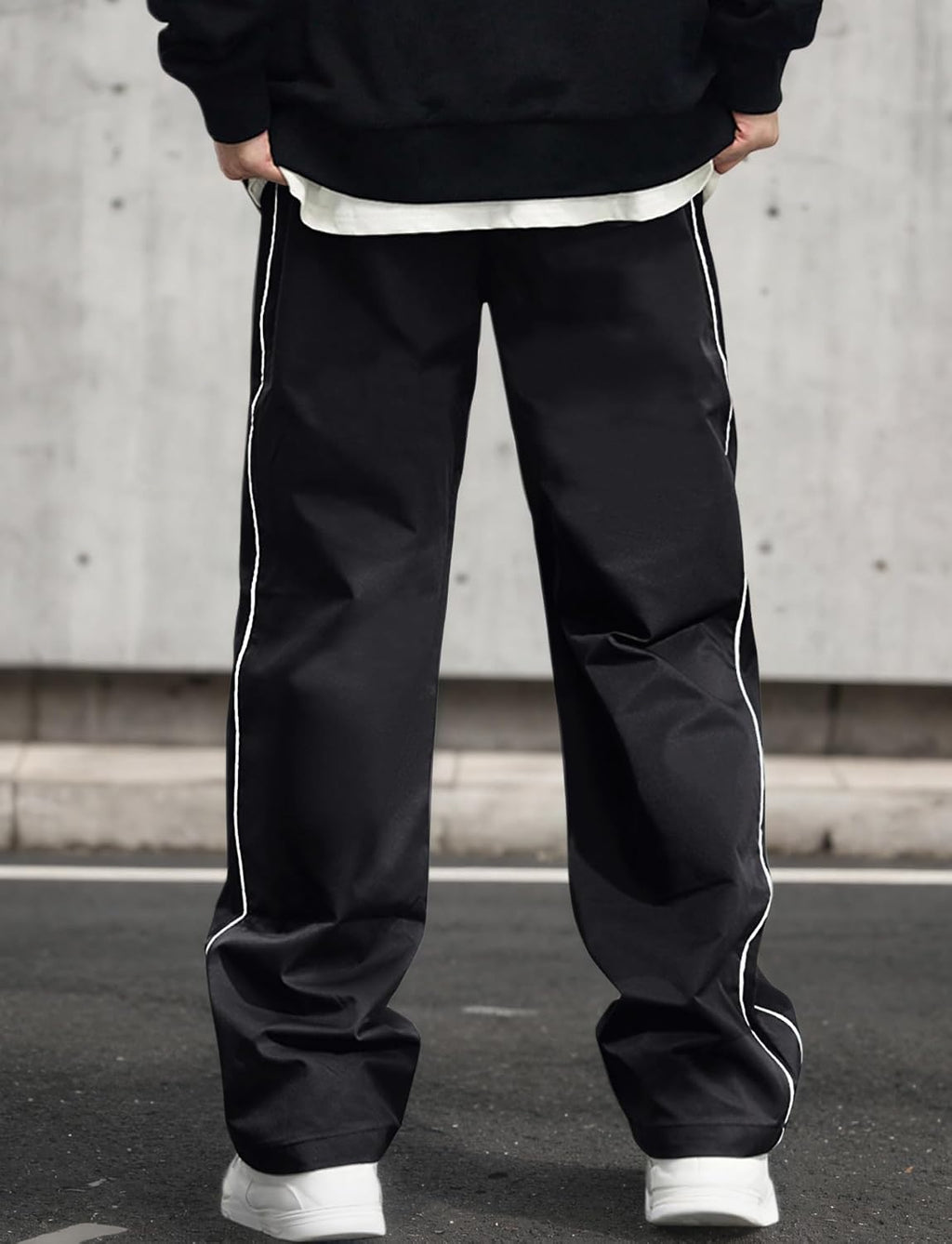 AIEOE herr, säckig joggingbyxor, Y2K, träningsbyxor, breda sportbyxor med dragsko, streetwear, fritidsbyxor med rörband, tonåring, mode