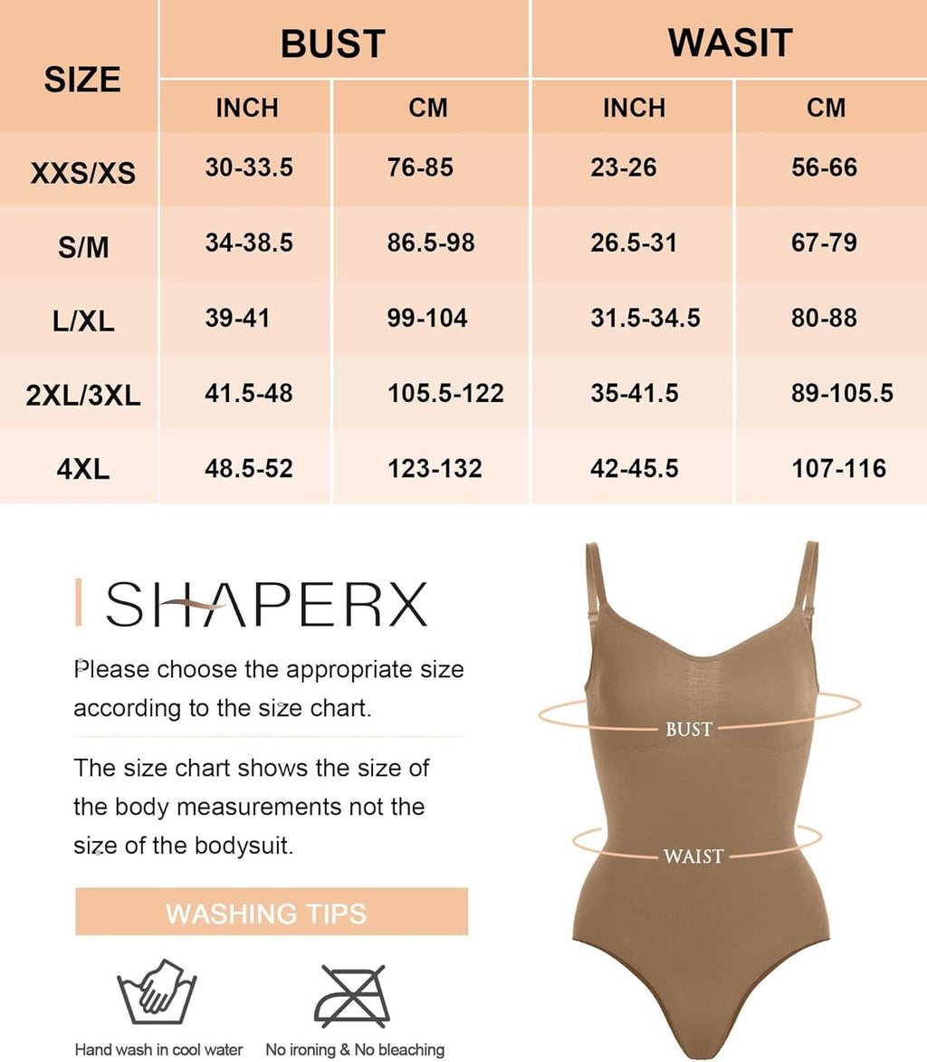 SHAPERX Women Sculpting Bodysuit Tummy Control Shapewear Seamless Body Shaper Thong Adjustable Straps