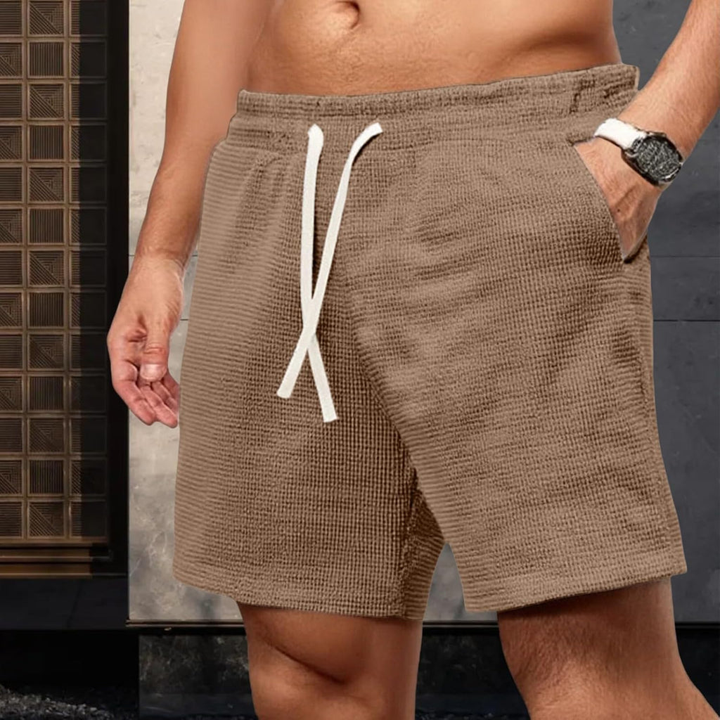 Herr Shopping Shorts För Stadsvandring Senior Man Lätt Skrynkelfri Stretch Andas Många Fickor Praktisk Elastisk Midja