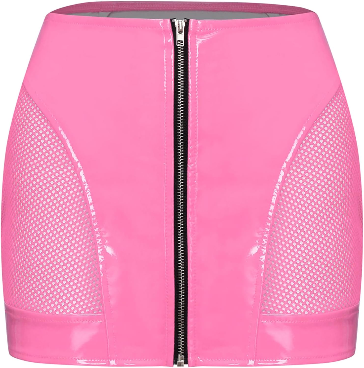 kort minikjol läderkjol lackerad metallisk glänsande tajt hög midja kjol bodycon cluwbear S-3XL