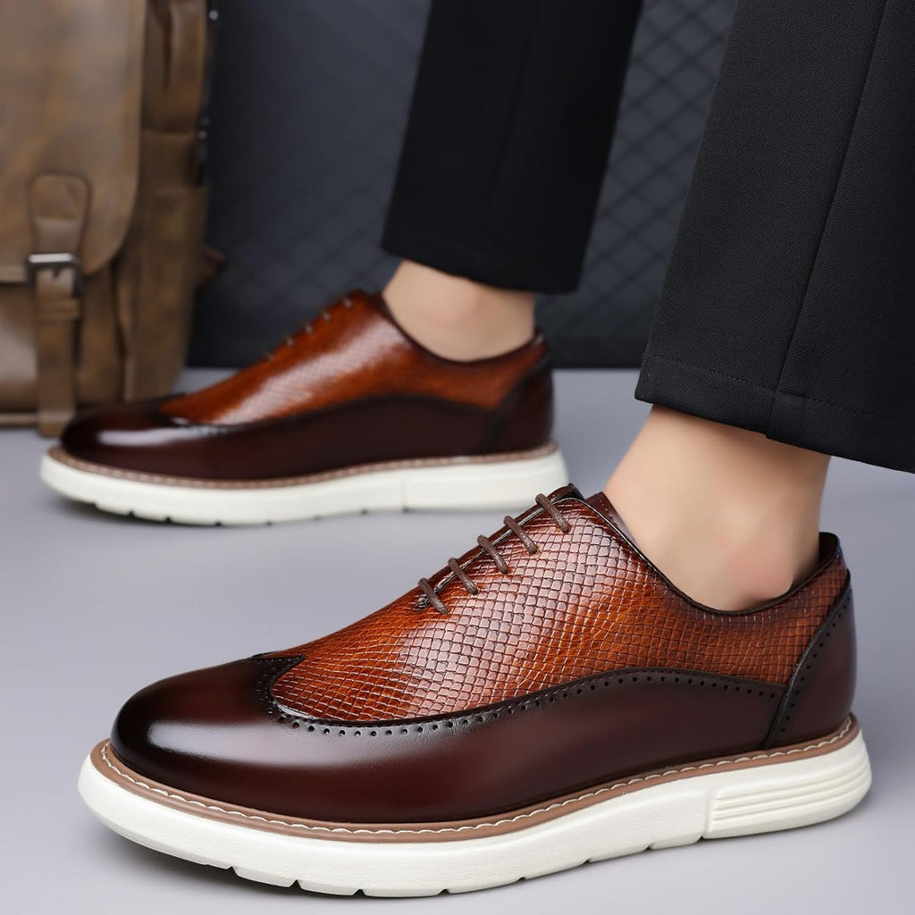 Herr Casual Sneaker Brogues Business Formal Oxfords Lackskinn Snörning Kontors Promenadskor