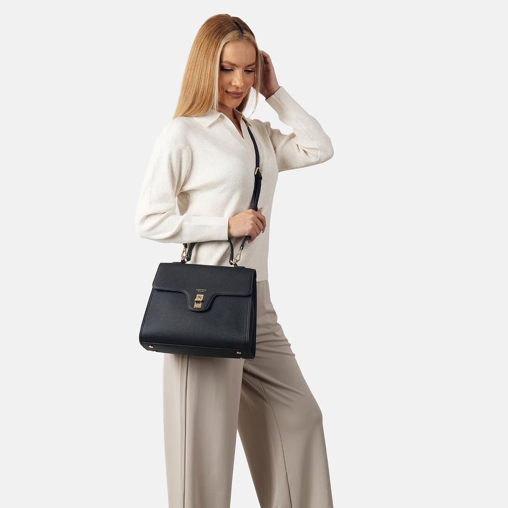 Carlheim, Skagen Genuine Leather collection, Estelle Genuine Leather Handbag (Black)