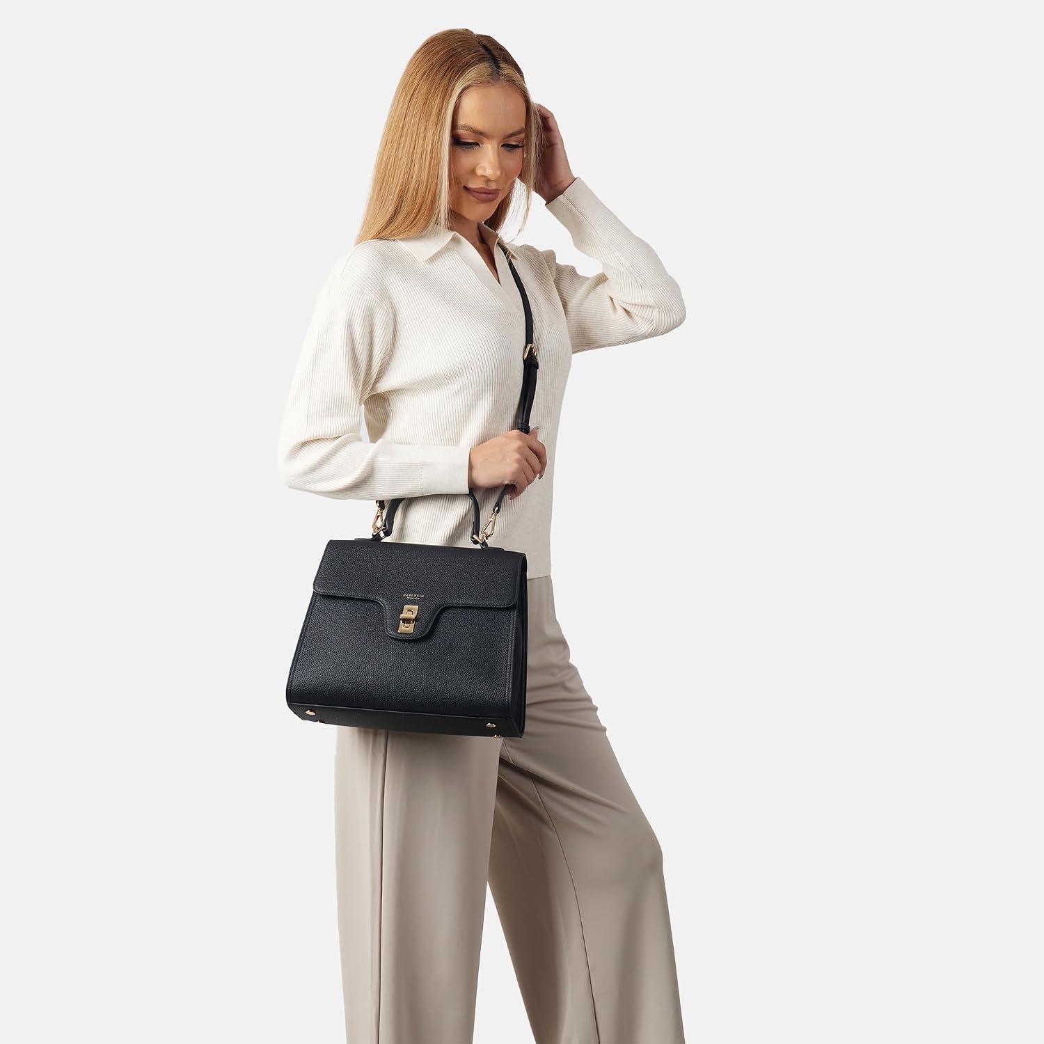 Carlheim, Skagen Genuine Leather collection, Estelle Genuine Leather Handbag (Black)