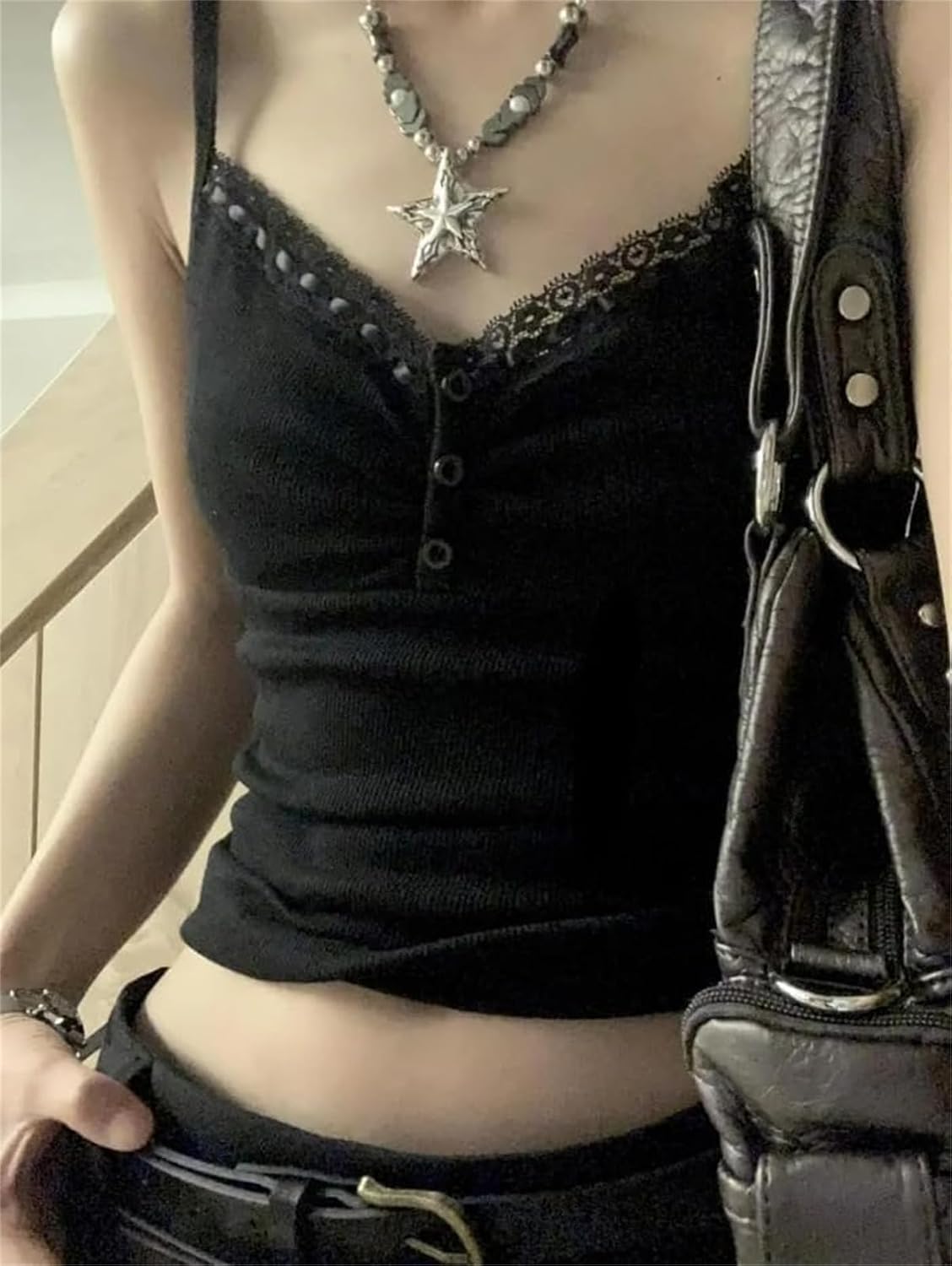 Emo Alt Goth Grunge linne, Y2k spaghetti rem linne toppar, sommar gotiska kläder rygglös väst