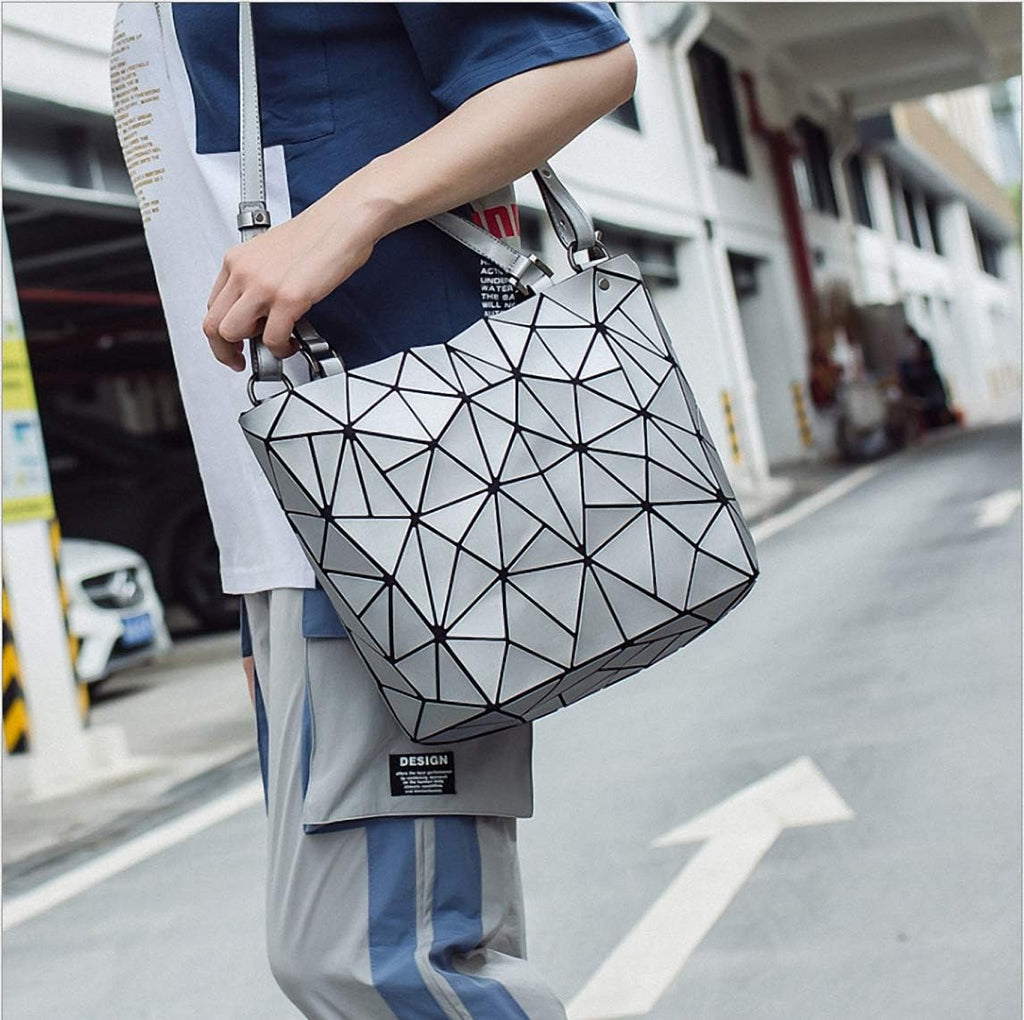 Geometriska lysande gitter handväska kedja crossbody påse tygväskor handväskor holografiska handväskor för kvinnor femmes