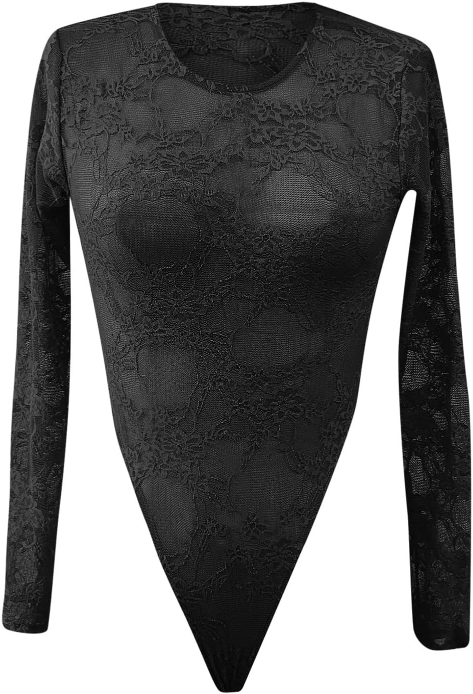 5x Lingerie for plus Size Women Long Stretch Lace Leotard Womens Sleeve Floral Body Top Bodysuit Ladies Women's Jumpsuit Lingerie New Years Lingerie Push up