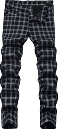 Rutiga byxor herr smal passform vardaglig stretchig twill chinos avsmalnande byxor