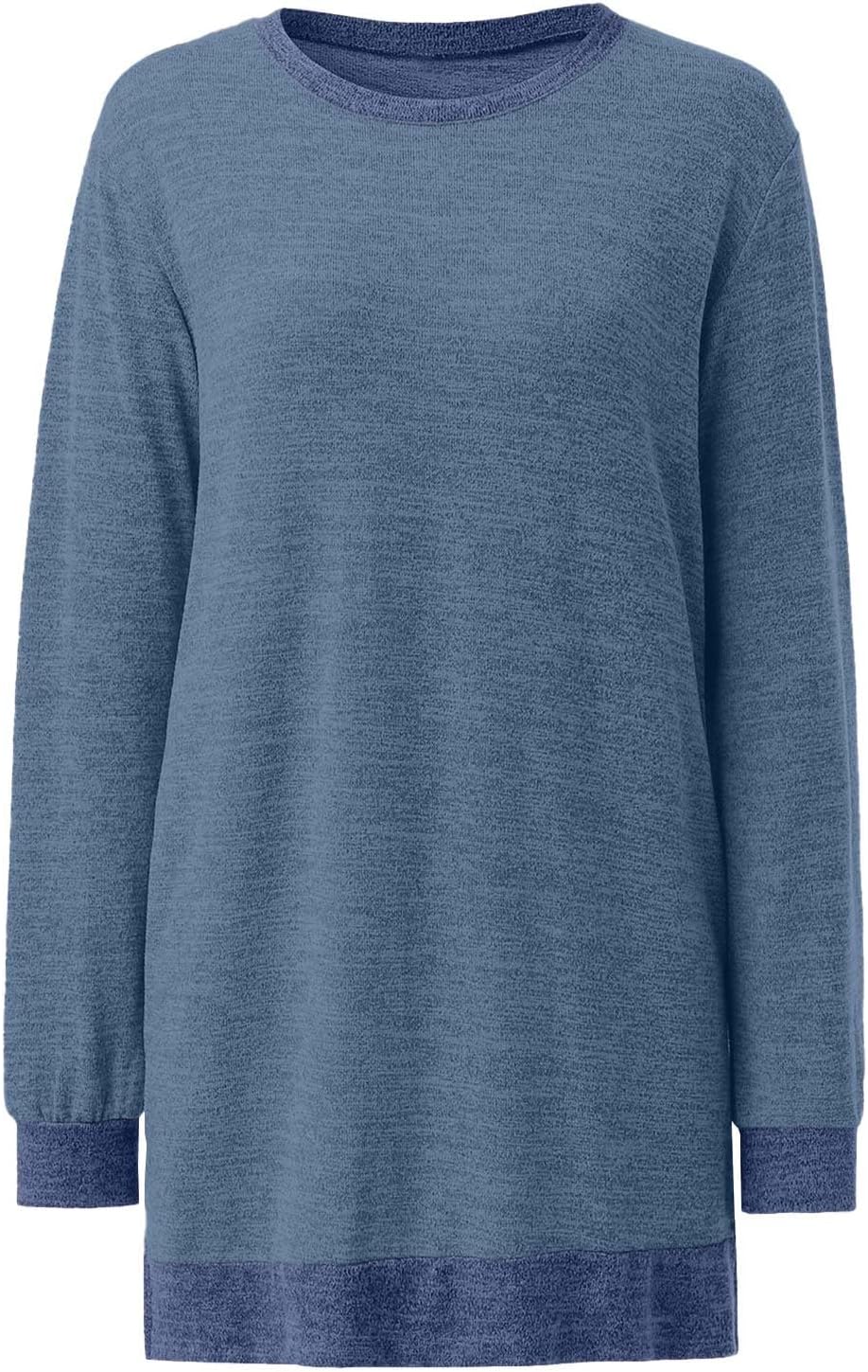 HUIFUAO T-shirt för kvinnor långärmad rund hals färgblock delad topp lös pullover topp skjorta kvinnor svart plus size t-shirt