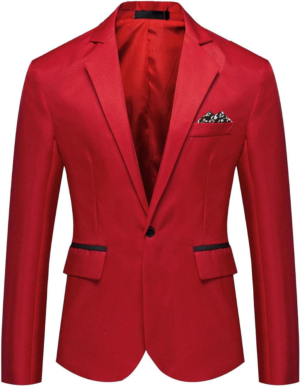 Herr smal passform en knapp blazer jacka notch kavajslag svart trim ficka solid sportdräkt kappa för vardaglig fest bal