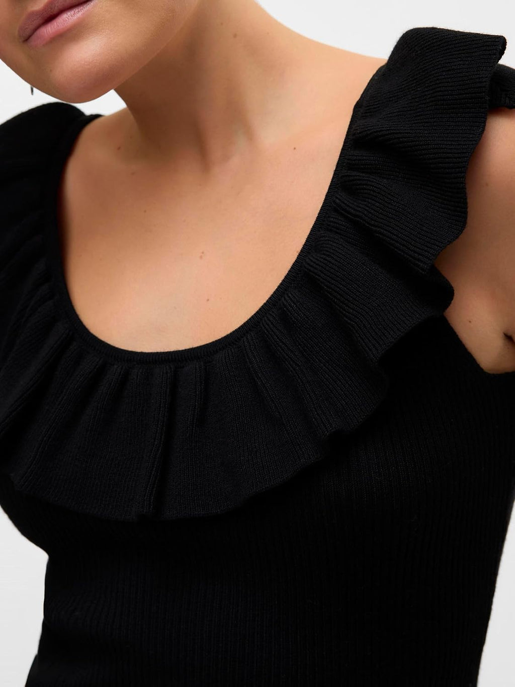 Vero Moda Vmsilje Sl Ruffle Top Ga Noos, svart, XS