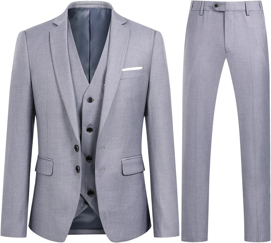 YOUTHUP 3-delad kostym smal passform för män elegant business bröllop kostym blazer västar byxor