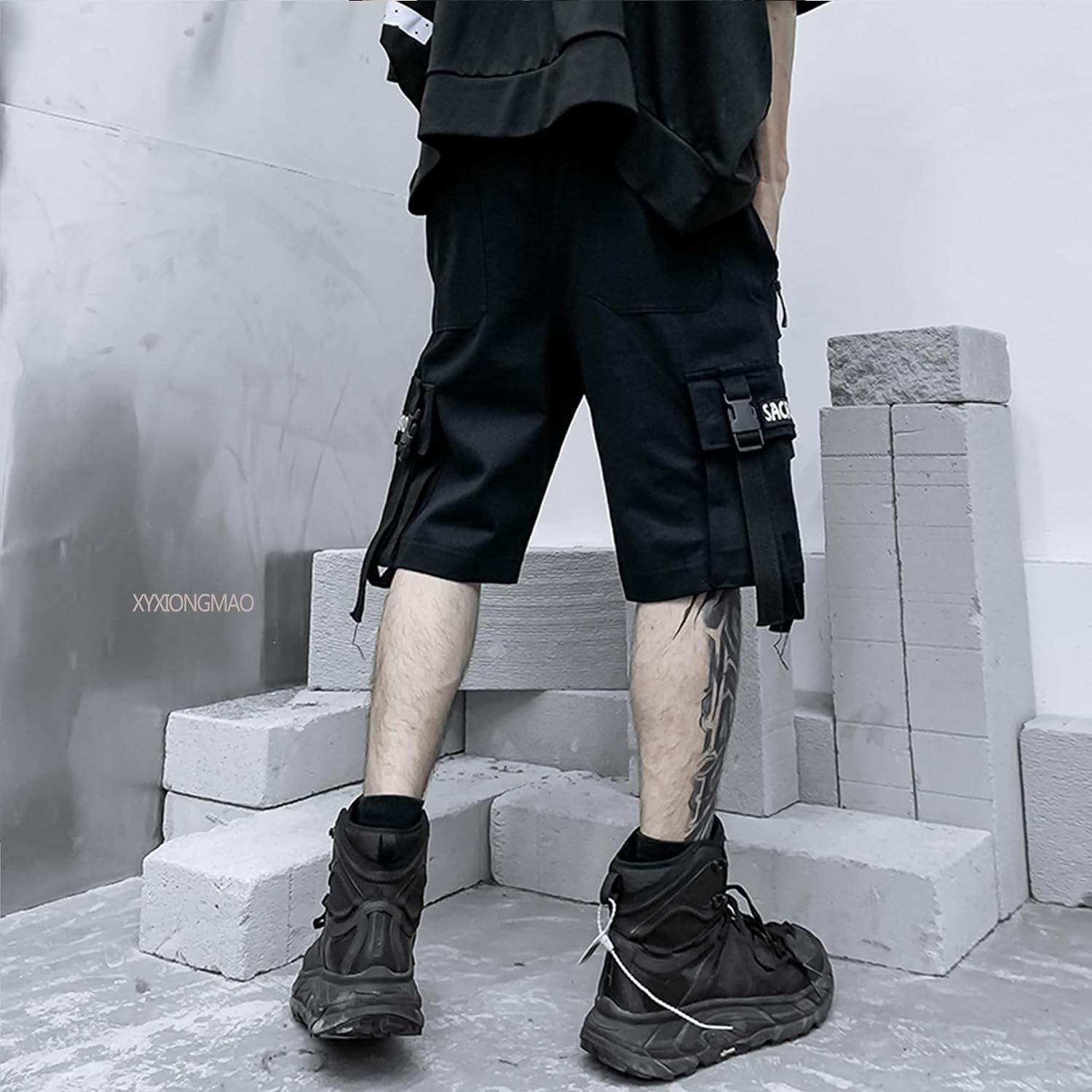 XYXIONGMAO Joggingbyxor för män Techwear svarta hiphop cargoshorts streetwear träningsbyxor cargobyxor för män