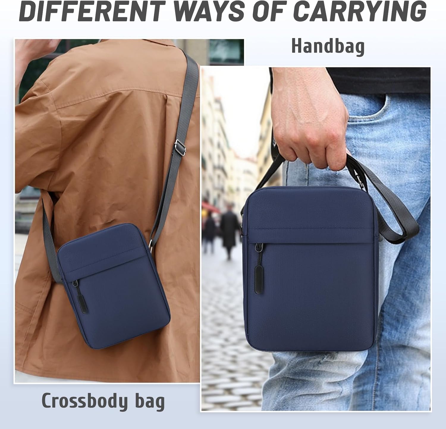 Aucuu Axelväska för män, Oxford Crossbody väska, vattentät liten sidoväska för män, ledig handväska, messengerväska med dragkedja och justerbar rem, lätt bröstväska för daglig användning, arbete