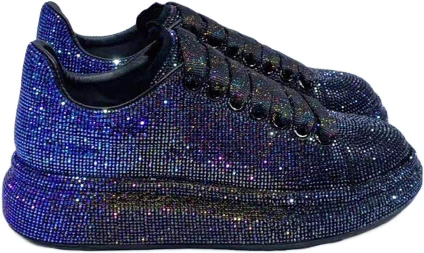 Julymens Dam Glitter Strass Plattform Sneakers Casual Snörning sportskor