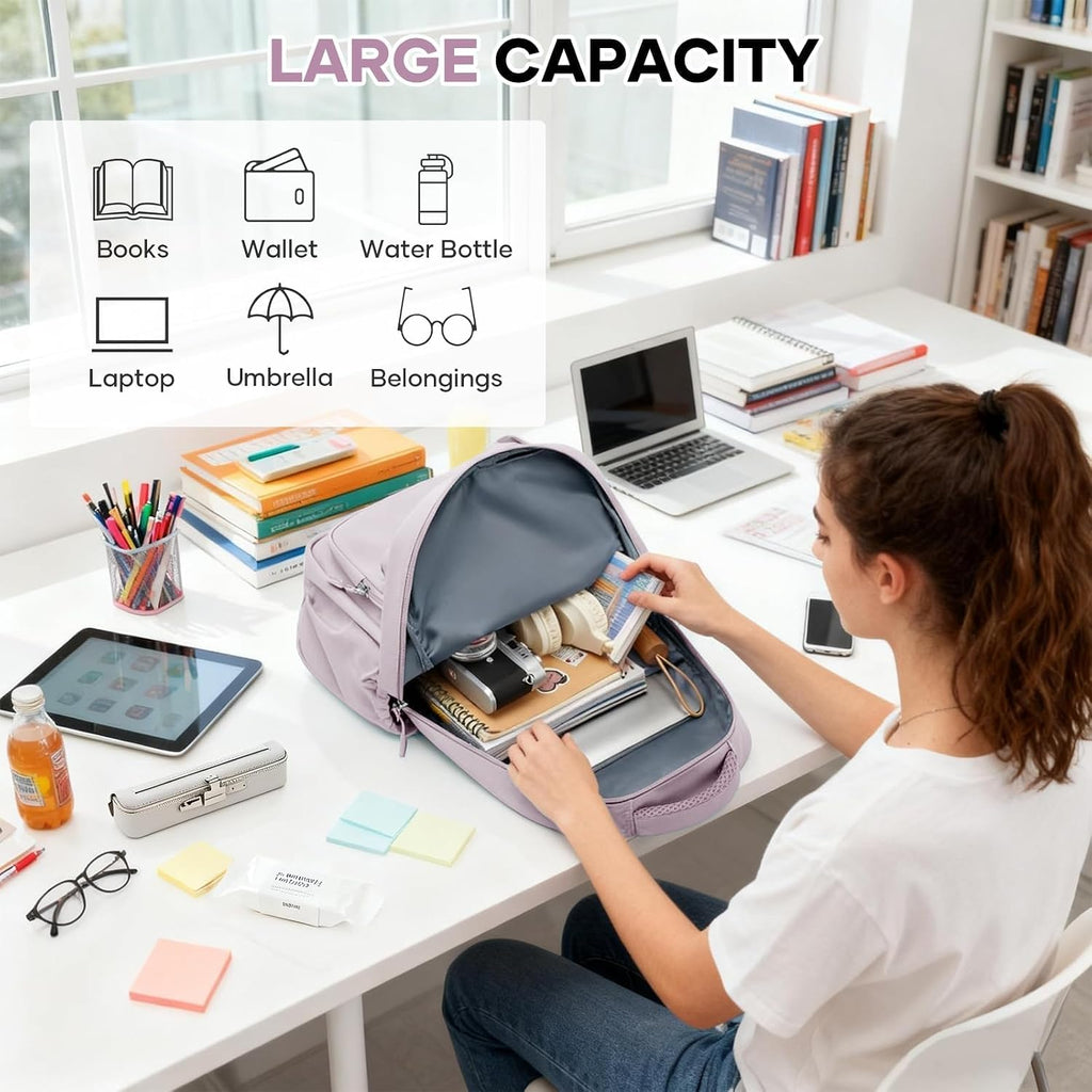 HYC00 Skolryggsäck Flicka Skolväska Lätt Ryggsäck Tjej Tonåring Bokväskor Skola Skolväskor Pojkar Laptop Ryggsäck Dam 14 Tum College Bag Fritidsryggsäck för Kvinnor Casual Dagsryggsäck,Blå