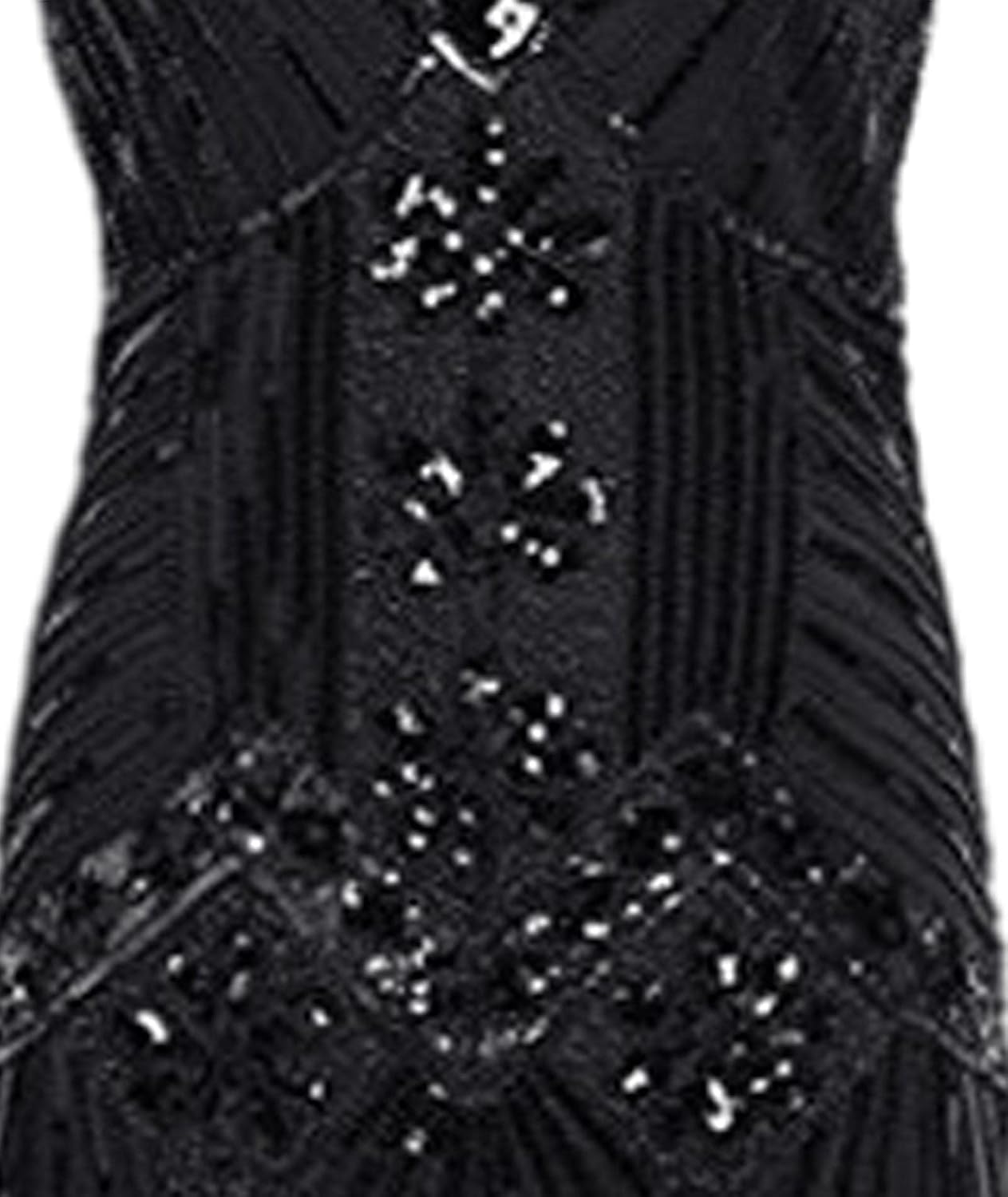 Hahaemma 1920-tals-vintageklänning, flapper-/charleston-klänning, Great Gatsby, med paljetter, tofsar och fåll, som examensbalklänning, aftonklänning, cocktailklänning eller kostymklänning