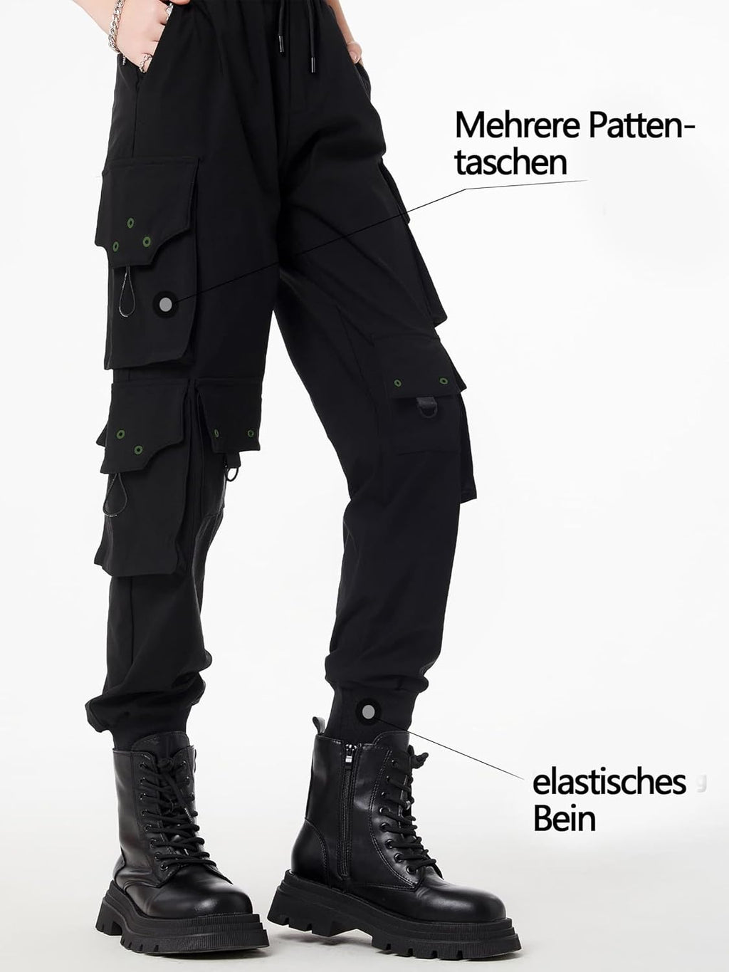 CLOAKA Cargobyxor dambyxor, joggingbyxor, hög midja, Y2k, gotiska, techwear, streetwear, cargobyxor, stretch, bekväma med elastiskt band, lös säckig utomhus, hip hop-tryck