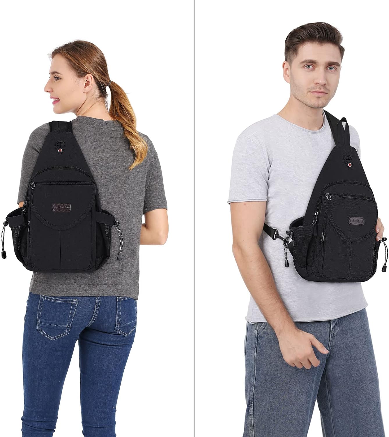 MOSISO Ryggsäck för slinga, kanvas crossbody vandring vardagsväska väska med stöldficka