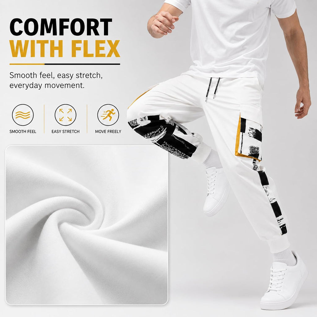 XYXIONGMAO Män vit taktiska haremsbyxor med fickor techwear streetwear hip hop joggare sweatpants cargobyxor för män