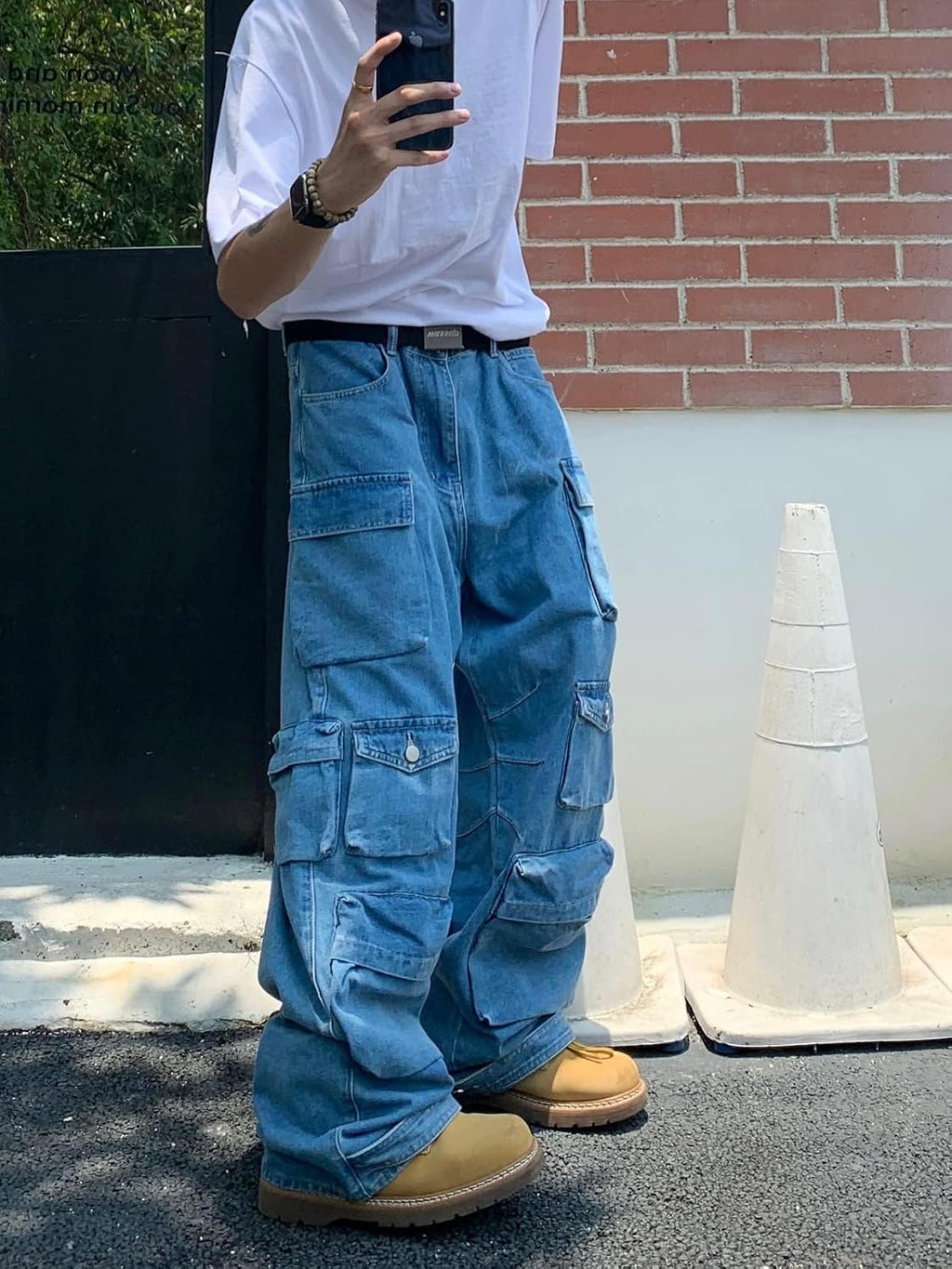 Kvinnor Y2k-jeans, gothstil, byxor i punkig emostil, säckiga, utsvängda jeans, breda ben, Harajuku grunge-byxor, hiphop-kläder