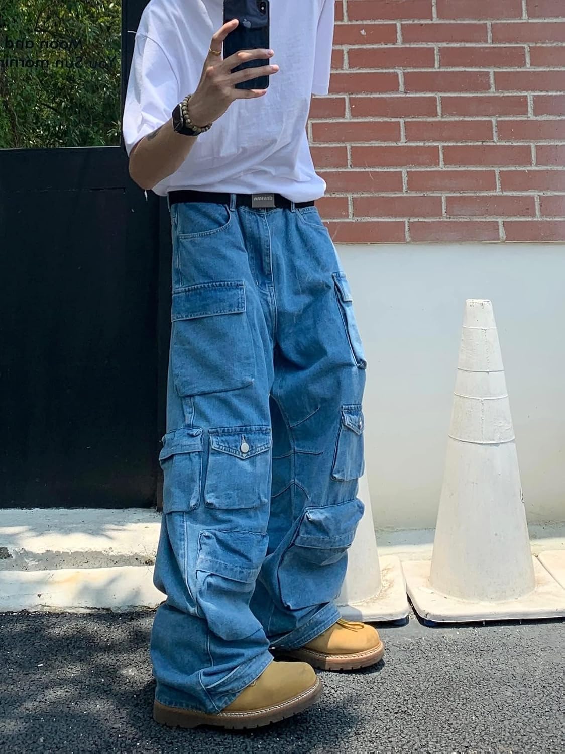 Kvinnor Y2k-jeans, gothstil, byxor i punkig emostil, säckiga, utsvängda jeans, breda ben, Harajuku grunge-byxor, hiphop-kläder